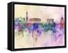 Venice Skyline in Watercolor Background-paulrommer-Framed Stretched Canvas