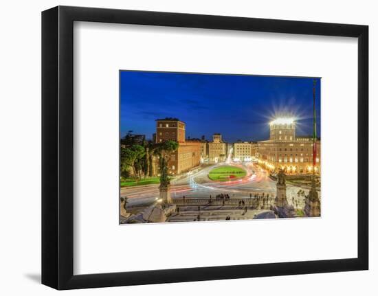 Venice Square with traffic at blue hour elevated view from Altar of the Fatherland, Italy-bestravelvideo-Framed Photographic Print