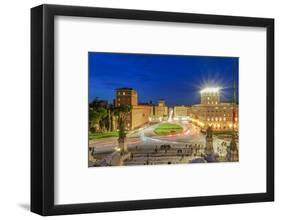 Venice Square with traffic at blue hour elevated view from Altar of the Fatherland, Italy-bestravelvideo-Framed Photographic Print