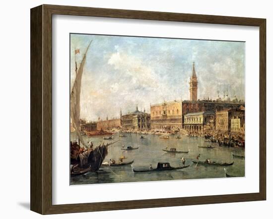 Venice: the Doge's Palace and the Molo from the Basin of San Marco, circa 1770-Francesco Guardi-Framed Giclee Print