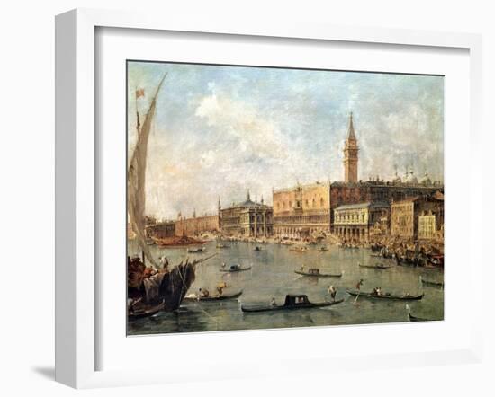 Venice: the Doge's Palace and the Molo from the Basin of San Marco, circa 1770-Francesco Guardi-Framed Giclee Print