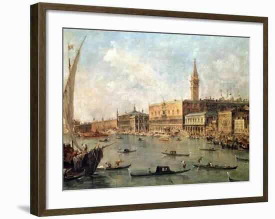 Venice: the Doge's Palace and the Molo from the Basin of San Marco, circa 1770-Francesco Guardi-Framed Giclee Print