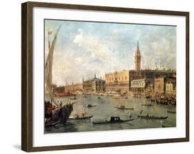 Venice: the Doge's Palace and the Molo from the Basin of San Marco, circa 1770-Francesco Guardi-Framed Giclee Print