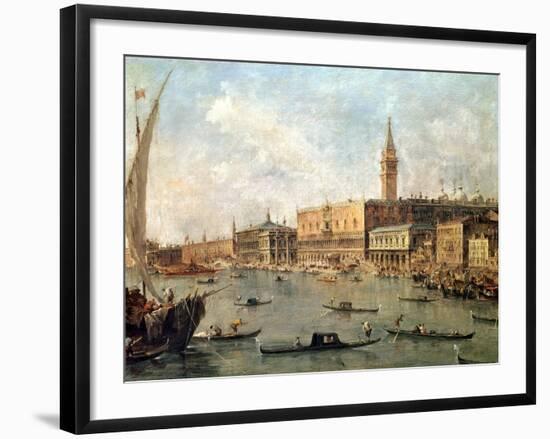 Venice: the Doge's Palace and the Molo from the Basin of San Marco, circa 1770-Francesco Guardi-Framed Giclee Print