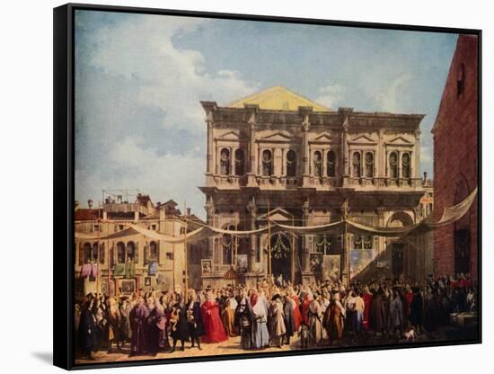 Venice: The Feast Day of Saint Roch, 1735, (1938)-Canaletto-Framed Stretched Canvas