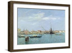 Venice, the Grand Canal, Austrian Steamship, 1895 (Oil on Canvas)-Eugene Louis Boudin-Framed Giclee Print