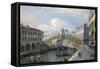 Venice, the Grand Canal, the Rialto Bridge from the South-Canaletto-Framed Stretched Canvas