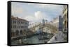 Venice, the Grand Canal, the Rialto Bridge from the South-Canaletto-Framed Stretched Canvas