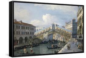 Venice, the Grand Canal, the Rialto Bridge from the South-Canaletto-Framed Stretched Canvas