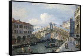 Venice, the Grand Canal, the Rialto Bridge from the South-Canaletto-Framed Stretched Canvas