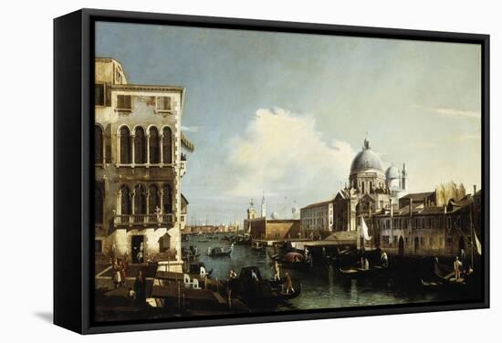 Venice, the Grand Canal: the Salute and Dogana from the Campo Sta Maria Zobenigo-Canaletto-Framed Stretched Canvas