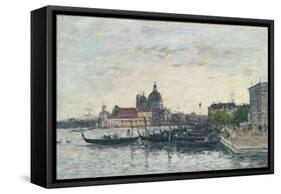 Venice, the Mole at the Entrance to the Grand Canal and the Salute, Evening, 1895-Eugene Louis Boudin-Framed Stretched Canvas