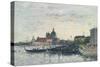 Venice, the Mole at the Entrance to the Grand Canal and the Salute, Evening, 1895-Eugene Louis Boudin-Stretched Canvas