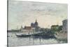 Venice, the Mole at the Entrance to the Grand Canal and the Salute, Evening, 1895-Eugene Louis Boudin-Stretched Canvas