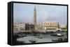 Venice, the Molo from the Bacino di SanMarco-Canaletto-Framed Stretched Canvas