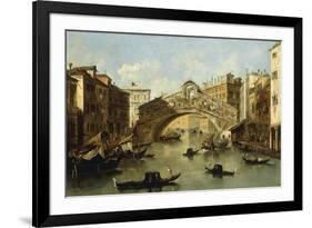 Venice, the Rialto Bridge-Giacomo Guardi-Framed Giclee Print