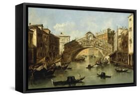 Venice, the Rialto Bridge-Giacomo Guardi-Framed Stretched Canvas