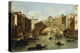 Venice, the Rialto Bridge-Giacomo Guardi-Stretched Canvas
