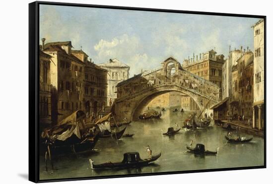 Venice, the Rialto Bridge-Giacomo Guardi-Framed Stretched Canvas