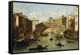 Venice, the Rialto Bridge-Giacomo Guardi-Framed Stretched Canvas