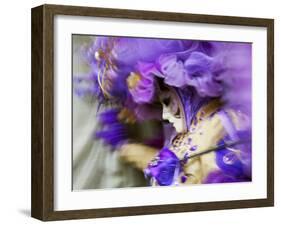 Venice, Veneto, Italy, a Mask in Movement on Piazza San Marco During Carnival-Ken Scicluna-Framed Photographic Print