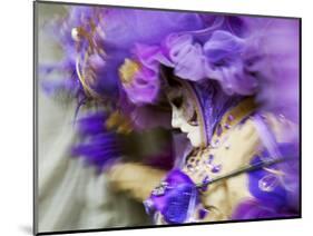Venice, Veneto, Italy, a Mask in Movement on Piazza San Marco During Carnival-Ken Scicluna-Mounted Photographic Print