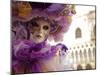 Venice, Veneto, Italy, a Masked Character in Front of the 'Palazzo Dei Dogi' During Carnival-Ken Scicluna-Mounted Photographic Print