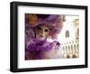 Venice, Veneto, Italy, a Masked Character in Front of the 'Palazzo Dei Dogi' During Carnival-Ken Scicluna-Framed Photographic Print