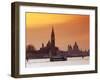 Venice, Veneto, Italy, a Vaporetto Crossing the Bacino Di San Marco Between the Churches of Santa M-Ken Scicluna-Framed Photographic Print