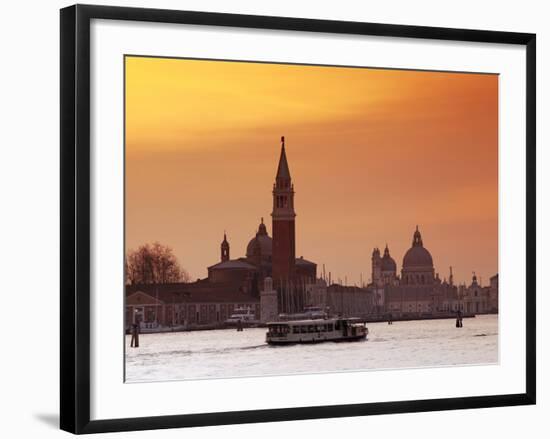 Venice, Veneto, Italy, a Vaporetto Crossing the Bacino Di San Marco Between the Churches of Santa M-Ken Scicluna-Framed Photographic Print