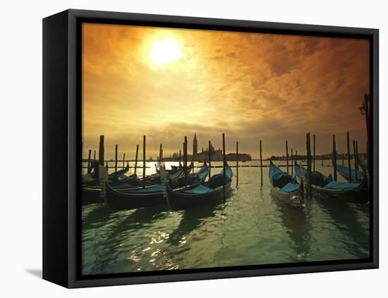 Venice, Veneto, Italy, Gondolas Tied at the Bacino Di San Marco-Ken Scicluna-Framed Stretched Canvas