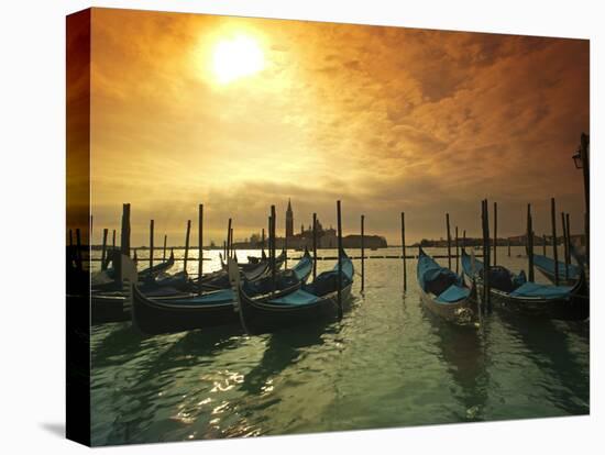 Venice, Veneto, Italy, Gondolas Tied at the Bacino Di San Marco-Ken Scicluna-Stretched Canvas