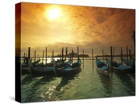 Venice, Veneto, Italy, Gondolas Tied at the Bacino Di San Marco-Ken Scicluna-Stretched Canvas