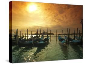 Venice, Veneto, Italy, Gondolas Tied at the Bacino Di San Marco-Ken Scicluna-Stretched Canvas