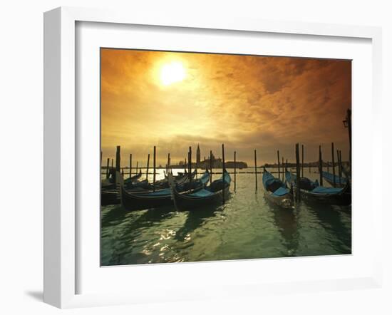 Venice, Veneto, Italy, Gondolas Tied at the Bacino Di San Marco-Ken Scicluna-Framed Photographic Print