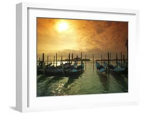 Venice, Veneto, Italy, Gondolas Tied at the Bacino Di San Marco-Ken Scicluna-Framed Photographic Print