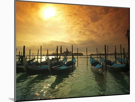 Venice, Veneto, Italy, Gondolas Tied at the Bacino Di San Marco-Ken Scicluna-Mounted Photographic Print