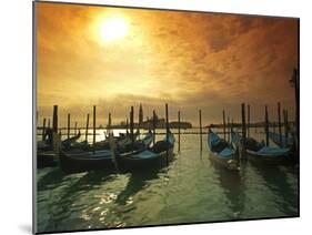 Venice, Veneto, Italy, Gondolas Tied at the Bacino Di San Marco-Ken Scicluna-Mounted Photographic Print