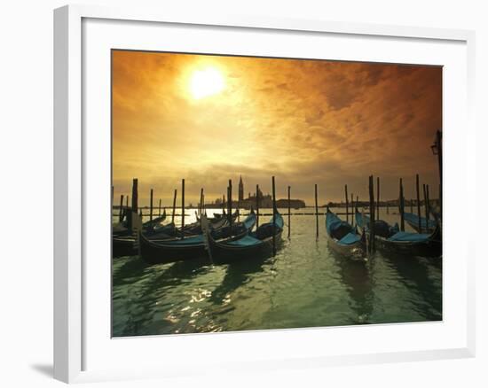 Venice, Veneto, Italy, Gondolas Tied at the Bacino Di San Marco-Ken Scicluna-Framed Photographic Print