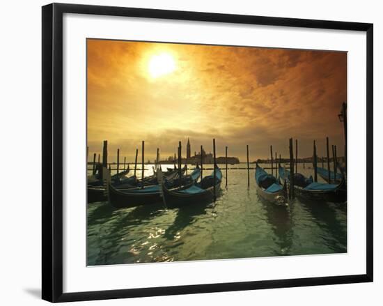 Venice, Veneto, Italy, Gondolas Tied at the Bacino Di San Marco-Ken Scicluna-Framed Photographic Print