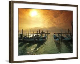 Venice, Veneto, Italy, Gondolas Tied at the Bacino Di San Marco-Ken Scicluna-Framed Photographic Print