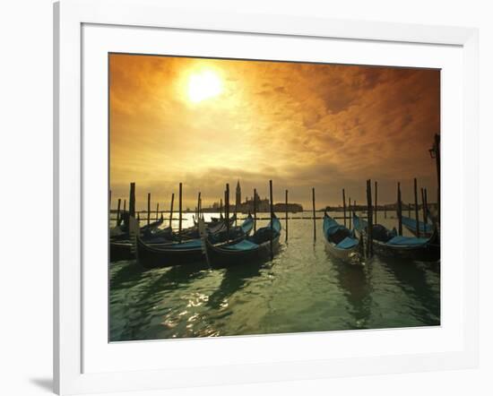 Venice, Veneto, Italy, Gondolas Tied at the Bacino Di San Marco-Ken Scicluna-Framed Photographic Print