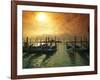 Venice, Veneto, Italy, Gondolas Tied at the Bacino Di San Marco-Ken Scicluna-Framed Photographic Print