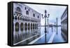 Venice, Veneto, Italy. High Water on San Marco Square and Palazzo Ducale on the Left.-ClickAlps-Framed Stretched Canvas