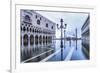 Venice, Veneto, Italy. High Water on San Marco Square and Palazzo Ducale on the Left.-ClickAlps-Framed Photographic Print