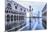 Venice, Veneto, Italy. High Water on San Marco Square and Palazzo Ducale on the Left.-ClickAlps-Mounted Photographic Print