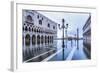 Venice, Veneto, Italy. High Water on San Marco Square and Palazzo Ducale on the Left.-ClickAlps-Framed Photographic Print