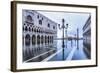 Venice, Veneto, Italy. High Water on San Marco Square and Palazzo Ducale on the Left.-ClickAlps-Framed Photographic Print