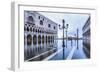 Venice, Veneto, Italy. High Water on San Marco Square and Palazzo Ducale on the Left.-ClickAlps-Framed Photographic Print