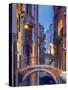 Venice, Veneto, Italy. View over a bridge and a canal at dusk.-ClickAlps-Stretched Canvas